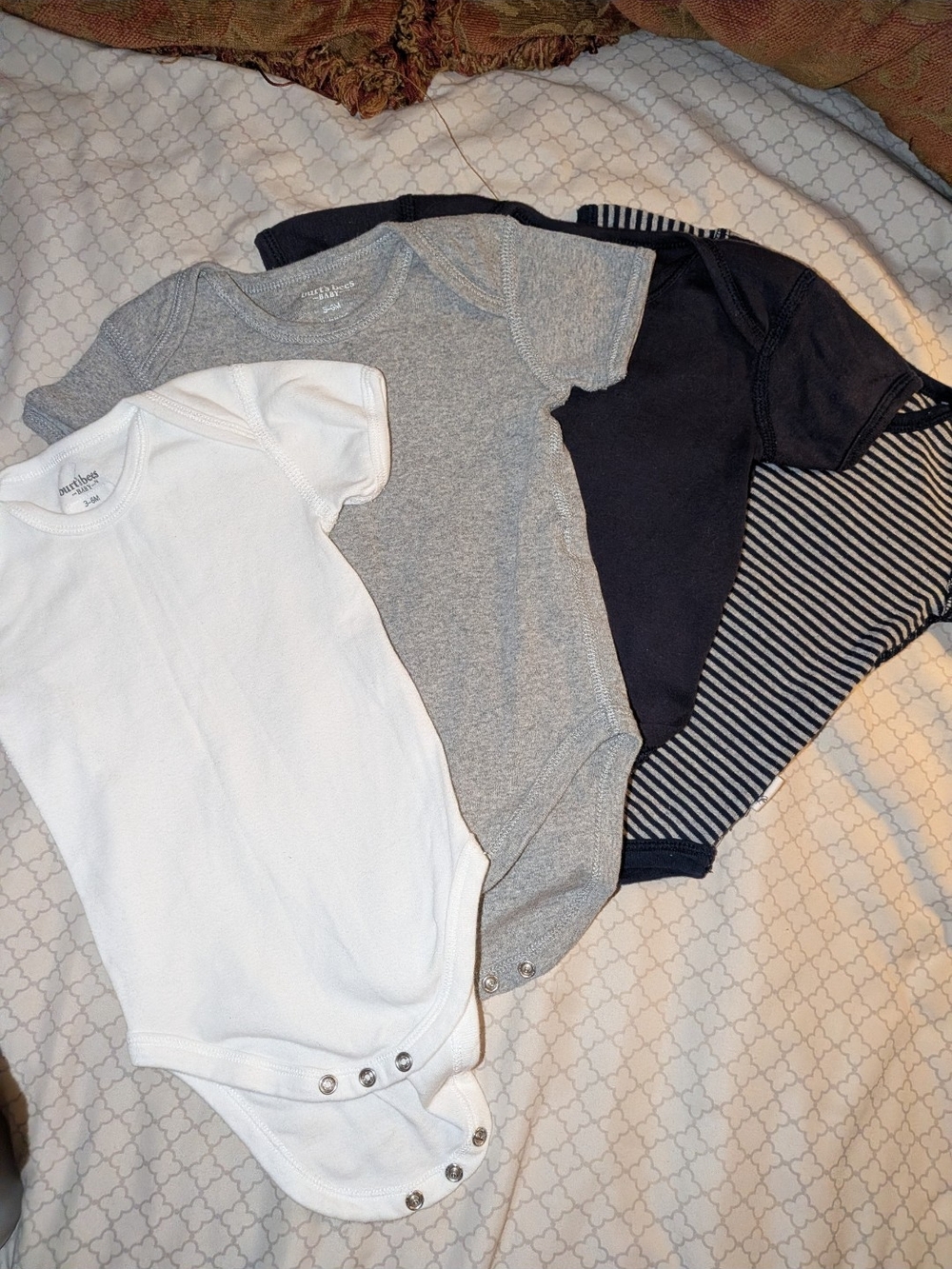 4-Pack Baby One-Piece Bodysuits — White, Gray & Navy